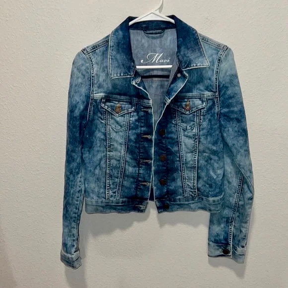 Mavi Samantha Soft Denim Distressed Jean Jacket S Vintage Americana Y2k Grunge